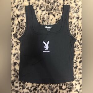 Playboy Black and Purple Cropped Pj Tank Top